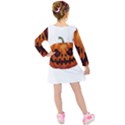 Halloween pumpkin Kids  Long Sleeve Velvet Dress View2