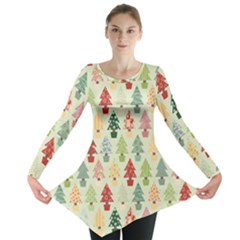 Christmas Tree Pattern Long Sleeve Tunic  by Valentinaart