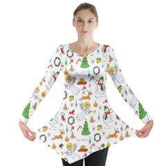 Christmas Pattern Long Sleeve Tunic  by Valentinaart