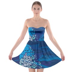 Peacock Bird Blue Animals Strapless Bra Top Dress by Mariart