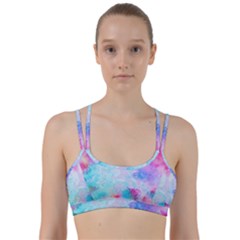 Pink And Purple Galaxy Watercolor Background  Line Them Up Sports Bra by paulaoliveiradesign