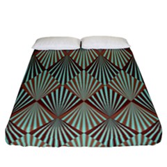 Art Deco Teal Brown Fitted Sheet (california King Size) by NouveauDesign