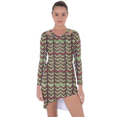 Zig Zag Multicolored Ethnic Pattern Asymmetric Cut-out Shift Dress by dflcprintsclothing