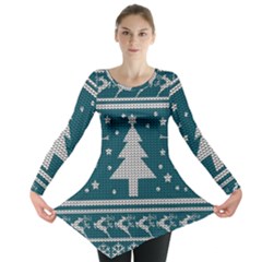 Ugly Christmas Sweater Long Sleeve Tunic  by Valentinaart