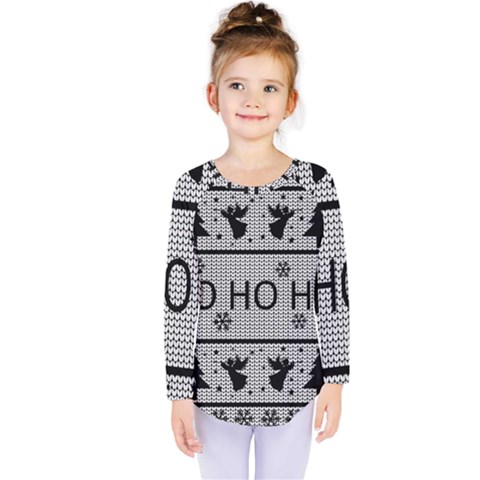 Ugly Christmas Sweater Kids  Long Sleeve Tee by Valentinaart