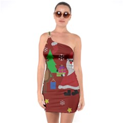 Ugly Christmas Sweater One Soulder Bodycon Dress by Valentinaart