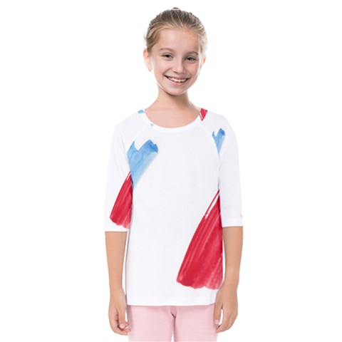 France Flag, Banner Watercolor Painting Art Kids  Quarter Sleeve Raglan Tee by picsaspassion