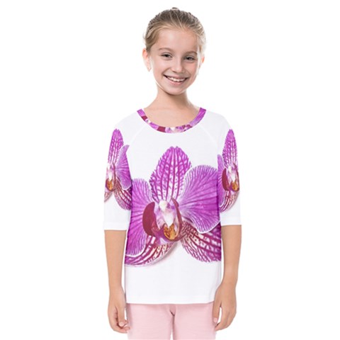 Lilac Phalaenopsis Aquarel  Watercolor Art Painting Kids  Quarter Sleeve Raglan Tee by picsaspassion