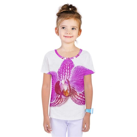 Lilac Phalaenopsis Flower, Floral Oil Painting Art Kids  One Piece Tee by picsaspassion