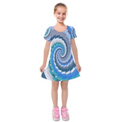 Psycho Hole Chevron Wave Seamless Kids  Short Sleeve Velvet Dress by Mariart