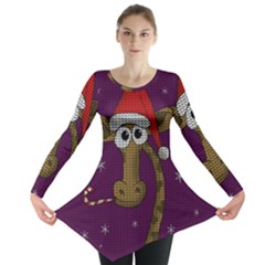 Christmas Giraffe  Long Sleeve Tunic  by Valentinaart