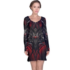 Black Dragon Grunge Long Sleeve Nightdress by Celenk