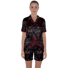 Black Dragon Grunge Satin Short Sleeve Pyjamas Set by Celenk