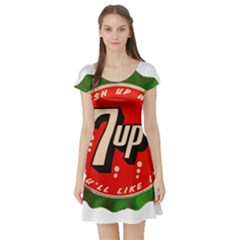 Fresh Up With  7 Up Bottle Cap Tin Metal Short Sleeve Skater Dress by Celenk