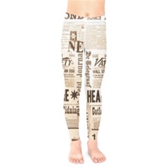 Vintage Newspapers Headline Typography Kids  Legging by yoursparklingshop