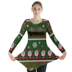 Ugly Christmas Sweater Long Sleeve Tunic  by Valentinaart