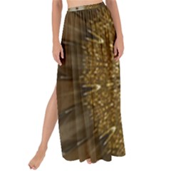 Elegant Festive Golden Brown Kaleidoscope Flower Design Maxi Chiffon Tie-up Sarong by yoursparklingshop