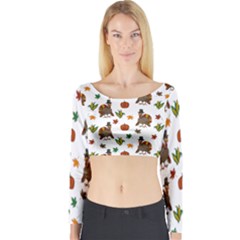 Thanksgiving Turkey  Long Sleeve Crop Top by Valentinaart