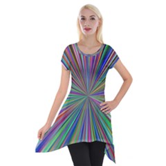 Burst Colors Ray Speed Vortex Short Sleeve Side Drop Tunic by Celenk