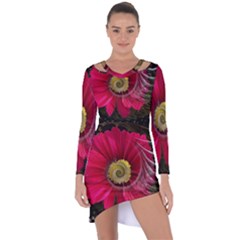 Fantasy Flower Fractal Blossom Asymmetric Cut-out Shift Dress by Celenk