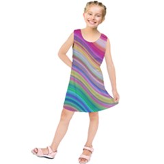 Wave Background Happy Design Kids  Tunic Dress by Celenk