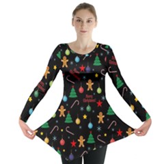 Christmas Pattern Long Sleeve Tunic  by Valentinaart