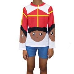 Cutieful Kids Art Funny Zwarte Piet Friend Of St  Nicholas Wearing His Miter Kids  Long Sleeve Swimwear by yoursparklingshop