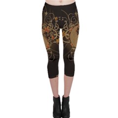 The Sign Ying And Yang With Floral Elements Capri Leggings  by FantasyWorld7