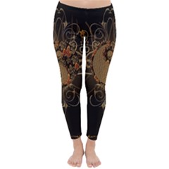 The Sign Ying And Yang With Floral Elements Classic Winter Leggings by FantasyWorld7