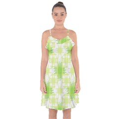 Intersecting Lines Pattern Ruffle Detail Chiffon Dress by dflcprints