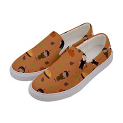 Pilgrims And Indians Pattern - Thanksgiving Women s Canvas Slip Ons by Valentinaart