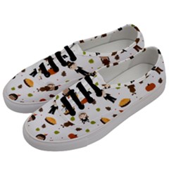 Pilgrims And Indians Pattern - Thanksgiving Men s Classic Low Top Sneakers by Valentinaart