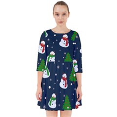 Snowman Pattern Smock Dress by Valentinaart