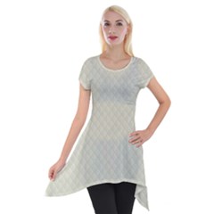 Rich Cream Stitched And Quilted Pattern Short Sleeve Side Drop Tunic by PodArtist