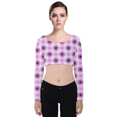 Pattern Velvet Long Sleeve Crop Top by gasi