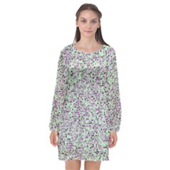 Pattern Long Sleeve Chiffon Shift Dress  by gasi