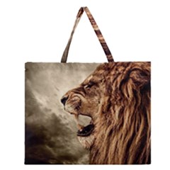 Roaring Lion Zipper Large Tote Bag by Celenk