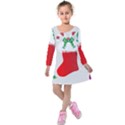 Christmas Stocking Kids  Long Sleeve Velvet Dress View1