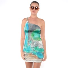 Doodle Sketch Drawing Landscape One Soulder Bodycon Dress by Celenk