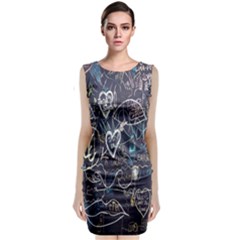 Graffiti Chalkboard Blackboard Love Sleeveless Velvet Midi Dress by Celenk