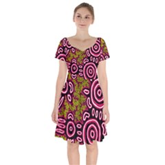 Aboriginal Art - You Belong Short Sleeve Bardot Dress by hogartharts