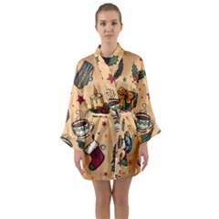 Cute Vintage Christmas Pattern Long Sleeve Kimono Robe by allthingseveryone