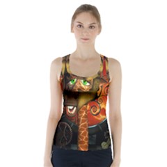 Funny Giraffe With Helmet Racer Back Sports Top by FantasyWorld7