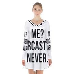 Me Sarcastic Never Long Sleeve Velvet V-neck Dress by FunnyShirtsAndStuff