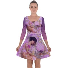 Violets For The Birds  Quarter Sleeve Skater Dress by pastpresents