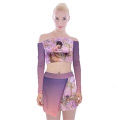 Violets For The Birds  Off Shoulder Top With Mini Skirt Set by pastpresents