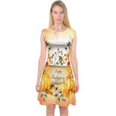 Happy Thanksgiving With Pumpkin Capsleeve Midi Dress by FantasyWorld7