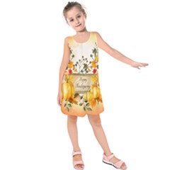 Happy Thanksgiving With Pumpkin Kids  Sleeveless Dress by FantasyWorld7