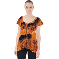 Trees Branches Sunset Sky Clouds Lace Front Dolly Top by Celenk