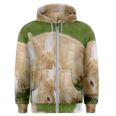 Beautiful Blue Eyed Bunny On Green Grass Men s Zipper Hoodie by Ucco